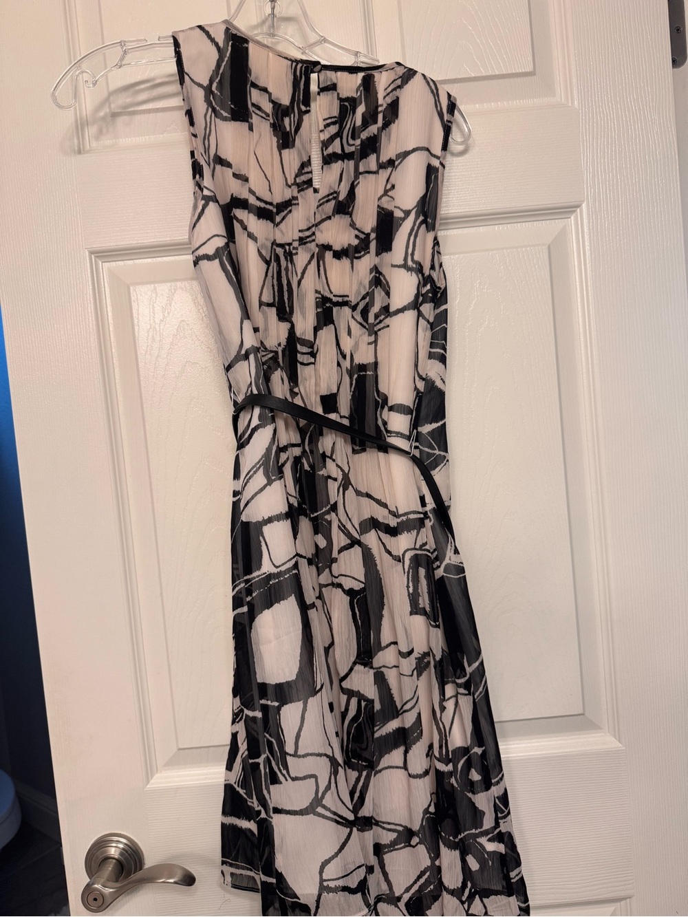 BCBGMaxAzria One-Shoulder Black and White Abstract Dress